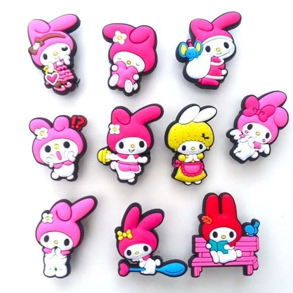 Shoe Charms My Melody Sanrio Pink Hello Kitty Kawaii Crocs Jibbitz style Fun NEW - Picture 1 of 2